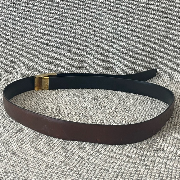 Yves Saint Laurent Black and Gold Leather Belt - Picture 7 of 16